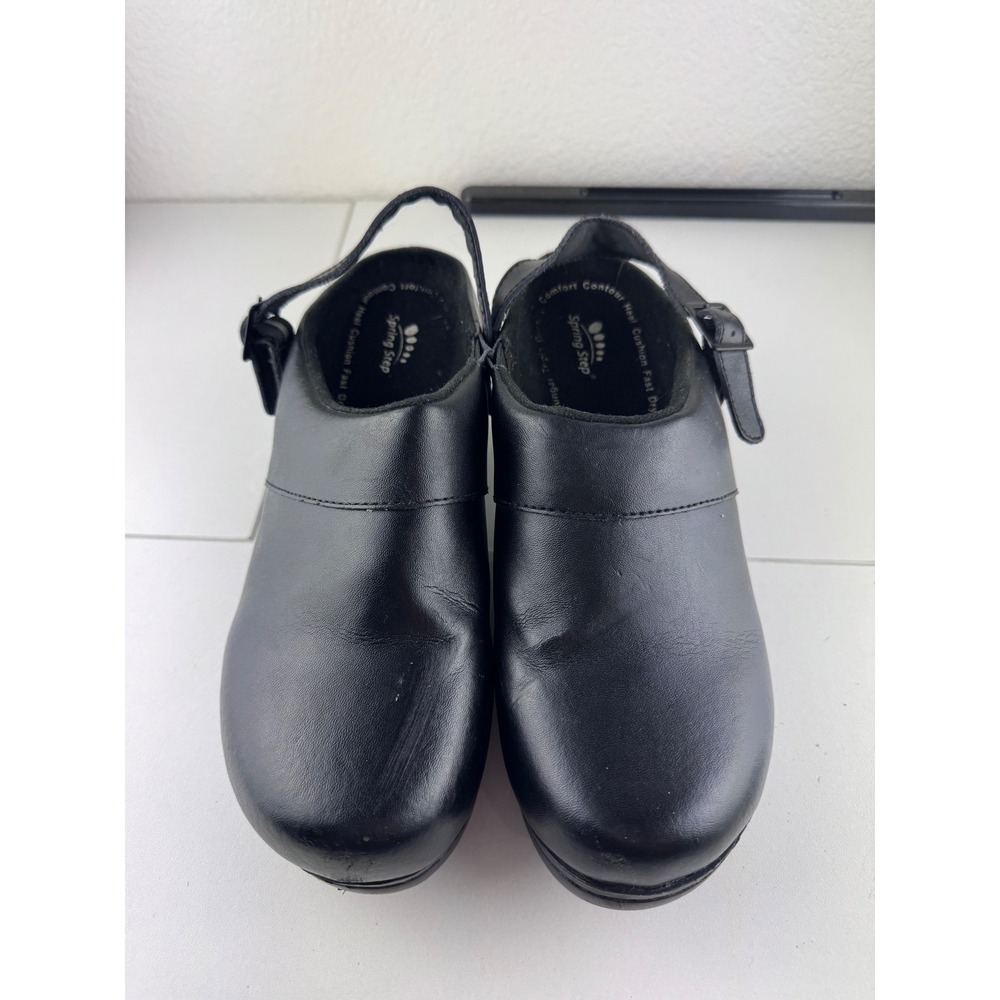 Spring Step Womens Black Leather Clog Shoes Comfort Arch Support Size 9.5 Nurse